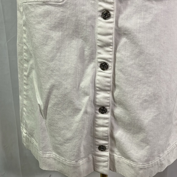 LAUREN Ralph Lauren White Button Front Denim Midi Skirt - Picture 8 of 16